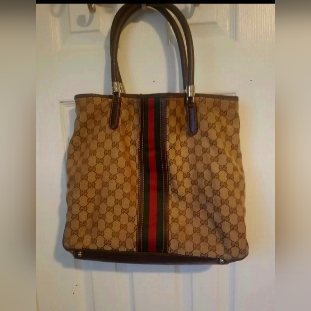 Authentic Gucci Beige and Brown Monogram Tote